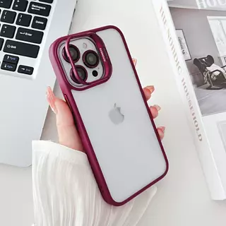 Case Borde Vinotinto Protector Cámaras Iphone14pro+