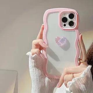 Case Borde Rosado Corazón Iphone14pro+