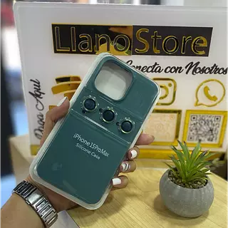 Silicon Case Verde Protector Cámara Iphone15pro