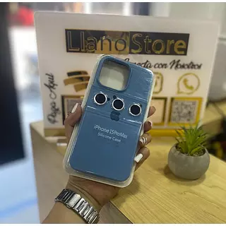 Silicon Case Azul Protector Cámara Iphone15pro+
