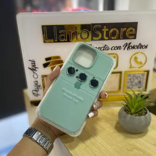 Silicon Case Verde Protector Cámara Iphone15pro+