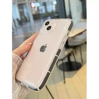 Case Transparente Protector Cámara Borde Negro Iphone13pro+