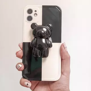 Case Blanco Y Negro Con Popsocket De Oso Iphone13pro+
