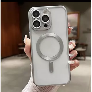 Case Magsafe Plateado Protector Cámaras Iphone14pro+