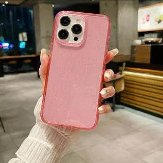 Case Translucido Rosado Escarcha Iphone15pro+