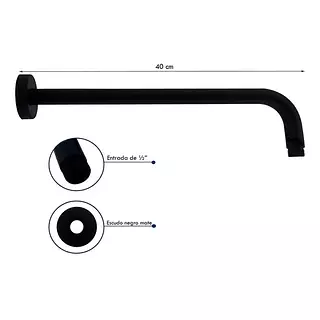 Tubo De Ducha Negro 40cm Faucet