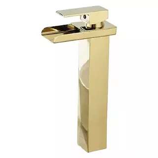 Grifo Monocontrol Lavamanos Alto Canaleta Dorado