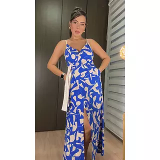 Vestido Azul‑Beige – Estilo Sofisticado Y Natural