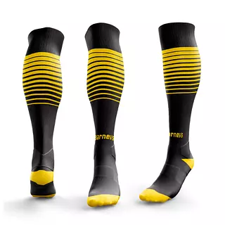 Media Deportiva Negro Con Franja Amarilla