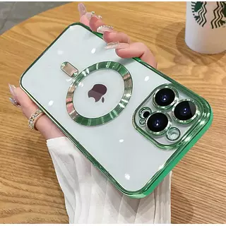 Case Magsafe Borde Verde Protector Cámara Iphone12