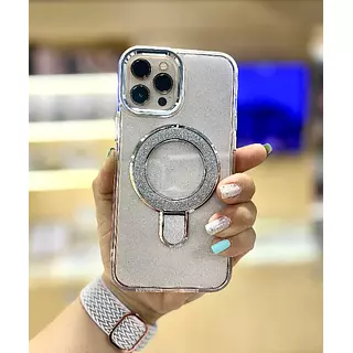 Case Magsafe Escarchado Transparente Soporte Iphone 12pro