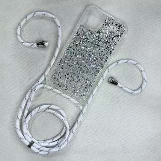 Case De Lujo Brillante Con Strap Blanco Para Iphone 12 Pro+