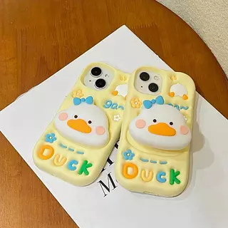 Case Diseño Animado Duck Soporte Iphone 15