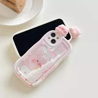 Case Diseño Piggy 3d Con Protector De Camaras Iphone 15 Pro
