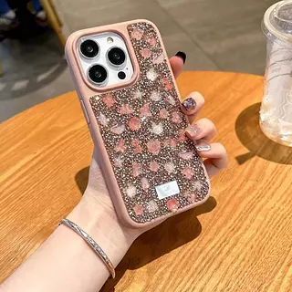 Case De Lujo Con Brillantes Rosado Iphone 15