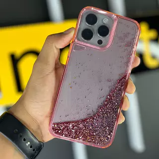 Case Gliter De Agua Rosado Iphone 15 Pro
