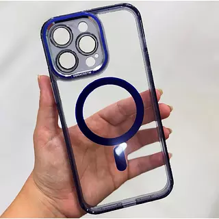 Case Magsafe Azul Oscuro Protector Cámaras Iphone 14pro