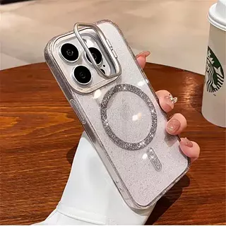 Case Magsafe Transparente Escarcha Soporte Iphone 16