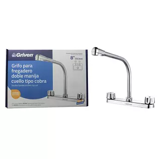 GRIFO P/FREGADERO DOBLE MANIJA CUELLO TIPO COBRA 8" PZA
