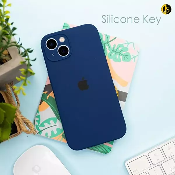 Silicon Case Azul Oscuro Protector Cámara Iphone 14pro+