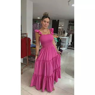 Vestido Fucsia Encauchado – Estilo Único Y Sofisticado