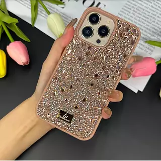 Case Diseño Swarovski Dorado Iphone 16 Pro+