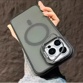 Case Magsafe Borde Gris Soporte Iphone 15pro+