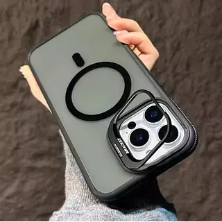 Case Magsafe Borde Negro Soporte Iphone 15pro+