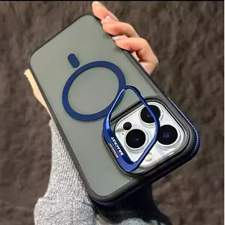 Case Magsafe Borde Azul Soporte Iphone 13pro+