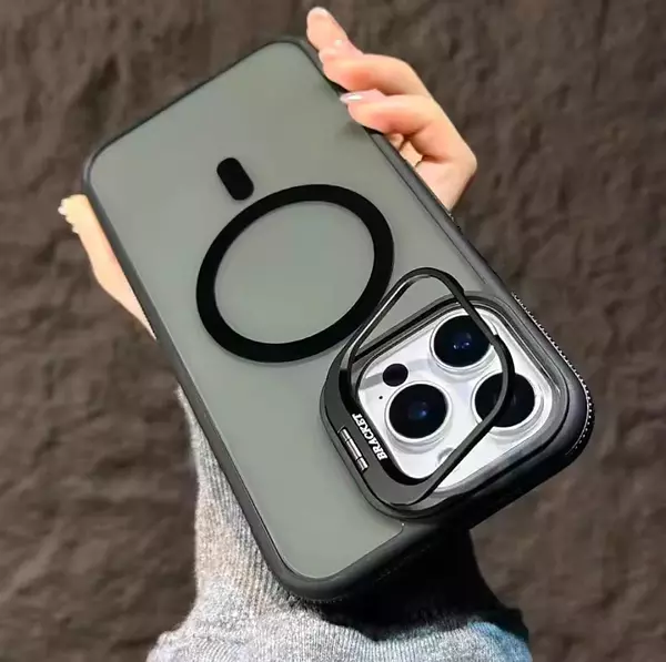 Case Magsafe Borde Negro Soporte Iphone 13/14