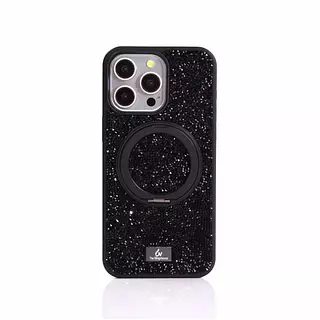 Case Diamante De Lujo Soporte Magsafe Negro Iphone 16pro
