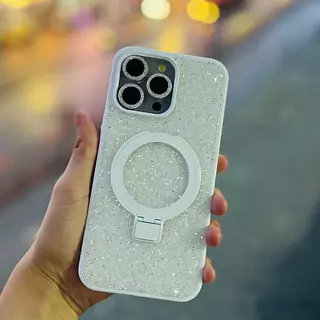 Case Diamante De Lujo Soporte Magsafe Blanco Iphone 16pro+
