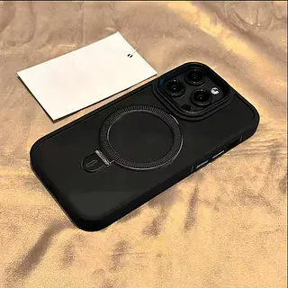 Case Transparente Magsafe Soporte Borde Negro Iphone 16