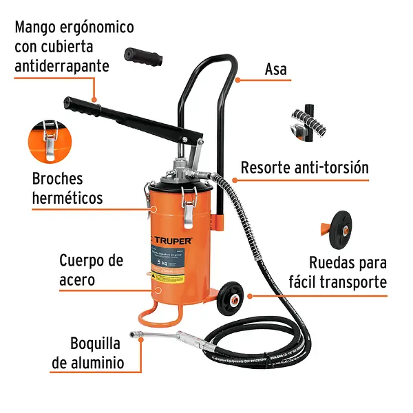 Bomba Inyectora De Grasa, 5 Kg, Truper