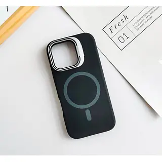 Case Diseño Silicona Magsafe Soporte Azul Iphone 16pro+