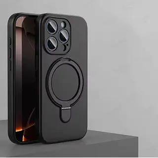 Case Silicona Soporte Negro Protector Camaras Iphone 16pro+