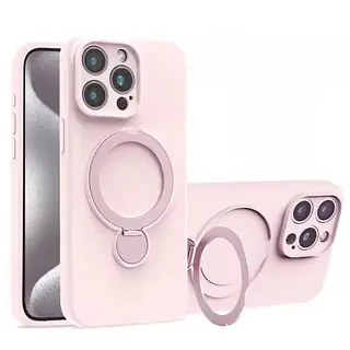 Case Silicona Soporte Rosado Protector Camaras Iphone 16pro+