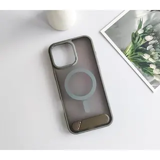 Case Magsafe Borde Gris Mate Soporte Iphone 16pro+