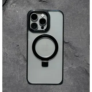 Case Magsafe Soporte Negro Transparente Iphone 16pro+