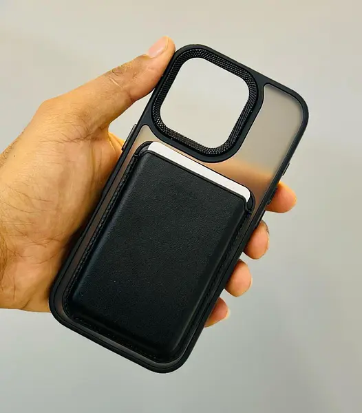 Case Magsafe Tarjetero En Cuero Negro Iphone 14pro+