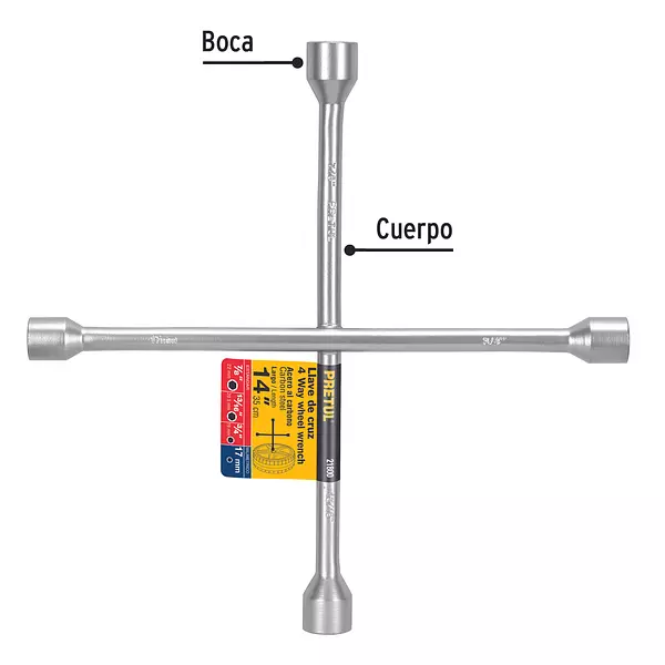 Llave De Cruz Para Automóviles Y Camionetas, 14" Pretul