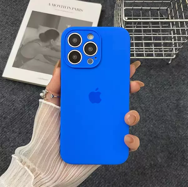 Silicon Case Azul Protector Cámaras Iphone 15pro+