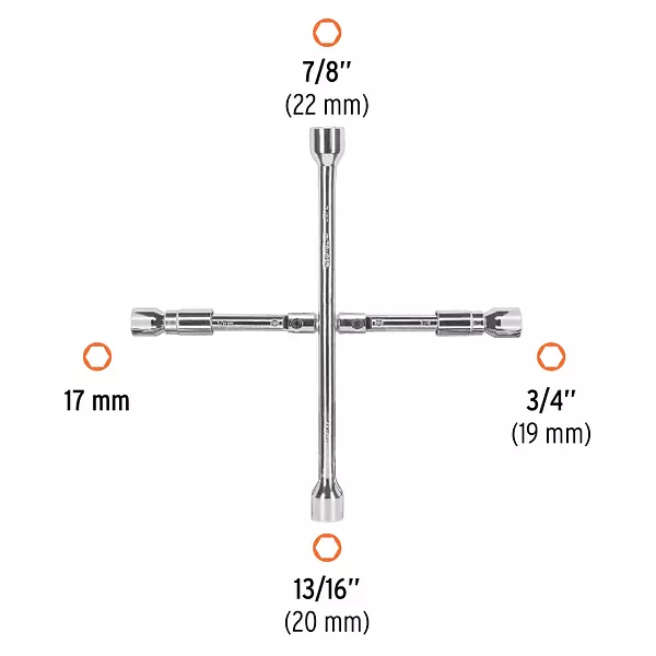 Llave De Cruz 14" Plegable Pulida Y Cromada, Truper