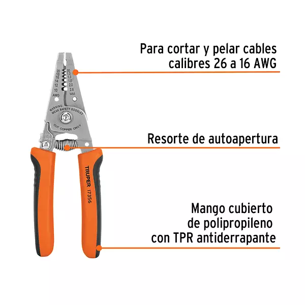 Pinza 6" Pela Cables, 26 A 16 Awg, Truper
