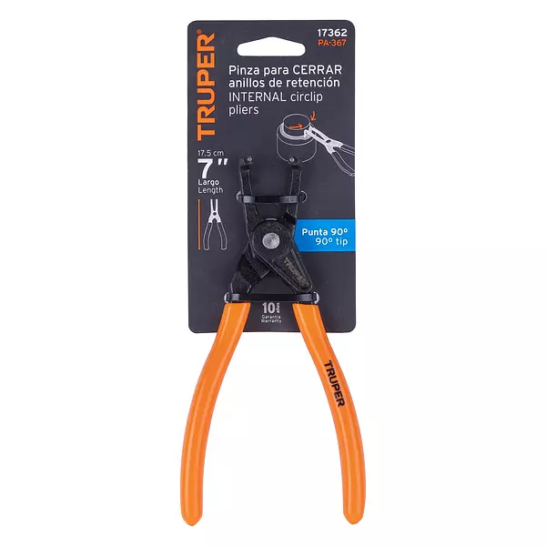 Pinza Punta A 90° 6-3/4" Para Cerrar Anillos, Mango De Pvc