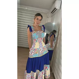 Vestido Flores Azul – Romance Floral Y Estilo Refinado