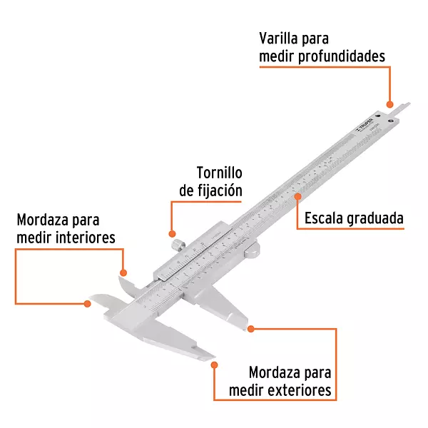 Calibrador Vernier Analógico 6" Acero Inox, Std Y Mm, Truper