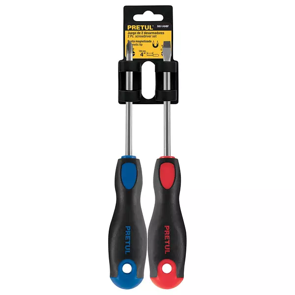 Dúo De Desarmadores 1/4" X 4" Mango Comfort Grip, Pretul