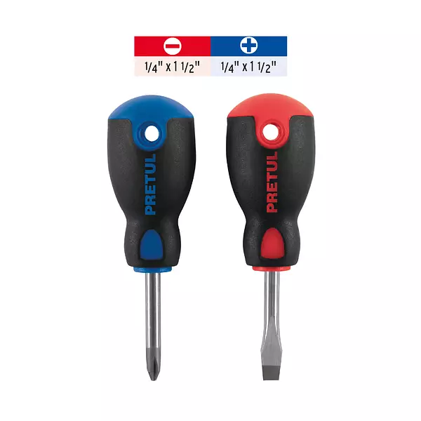 Dúo De Desarmadores 1/4" X 1-1/2" Mango Comfort Grip, Pretul
