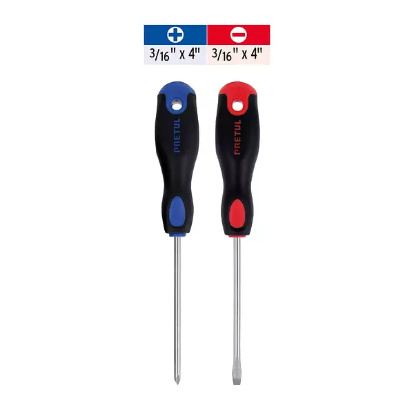 Dúo De Desarmadores 3/16" X 4" Mango Comfort Grip, Pretul
